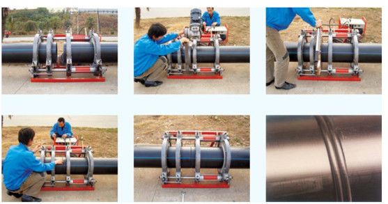 Máquina de la soldadura por fusión de 4 abrazaderas para el tubo 63m m a 160m m del HDPE